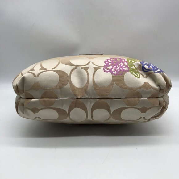 Coach Beige Jacquard Daisy Poppy Hobo Crossbody Bag F20781 - Picture 5 of 12